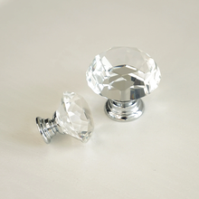 Load image into Gallery viewer, Silver Clear Glass & Crystal Knobs | Dresser & Drawer Pulls, Cupboard & Kitchen Cabinet Door Handles, Hardware