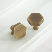 Load image into Gallery viewer, Hexagon Antique Bronze, Bright Brass & Brass Knobs, Pulls & Handles | Kitchen Cabinet, Drawer, Dresser & Door Hardware