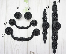 Load image into Gallery viewer, Shabby Chic Black Ornate Knobs, Pulls & Handles | Rustic French Country Dresser, Drawer & Kitchen Cabinet Decorative Hardware
