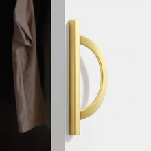 Load image into Gallery viewer, 3.78"-5.0" Unique Semicircle Knobs, Pulls & Handles (Brushed Brass, Gray, Black) | Dresser, Drawer, Wardrobe & Cupboard Hardware