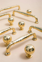 Load image into Gallery viewer, 3.78", 5" Hammered Gold Brass Kitchen Pulls | Luxurious Cabinet Door & Dresser Knobs, Wardrobe & Drawer Handles