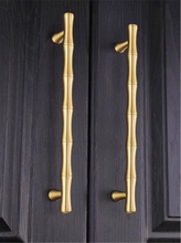 Load image into Gallery viewer, 2.5"-6.3" Bamboo & Solid Brass (Gold, Bronze, Black) Knobs & Pulls | Kitchen, Drawer, Dresser & Cabinet Handles