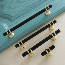 Load image into Gallery viewer, 3.78", 5.0", 6.3", 7.55" Black & Gold Modern Drawer Pulls | Kitchen Cabinet, Wardrobe & Closet Handles, Dresser Knobs, Door Pulls