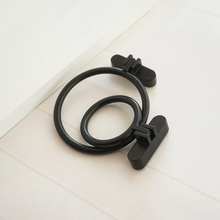 Load image into Gallery viewer, 1.25" Round Brass Drop Ring Knobs & Pulls (Black Accent) | Cabinet Door, Drawer & Dresser Hardware