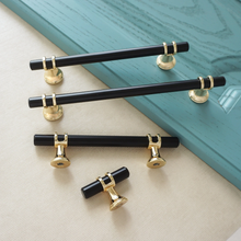 Load image into Gallery viewer, 3.78", 5.0", 6.3", 7.55" Black & Gold Modern Drawer Pulls | Kitchen Cabinet, Wardrobe & Closet Handles, Dresser Knobs, Door Pulls
