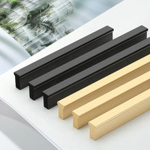 Load image into Gallery viewer, Brushed Brass & Black Drawer Pulls | Dresser, Closet Wardrobe & Kitchen Cabinet Knobs & Decor Handles