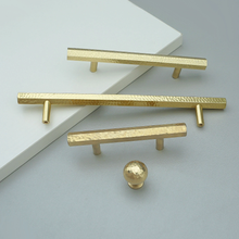 Load image into Gallery viewer, 2.5", 3.78", 5", 6.3", 7.55" Hexagon Gold Brass Hammered Kitchen & Drawer Pulls | Luxurious Cabinet Door Handles, Dresser & Wardrobe Knobs