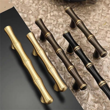 Load image into Gallery viewer, 2.5"-6.3" Bamboo & Solid Brass (Gold, Bronze, Black) Knobs & Pulls | Kitchen, Drawer, Dresser & Cabinet Handles