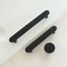 Load image into Gallery viewer, 3.78"-5.0" (96-128mm) Simple Modern Brushed Brass & Black Pulls, Knobs & Handles | Cabinet, Dresser, Drawer & Wardrobe Hardware