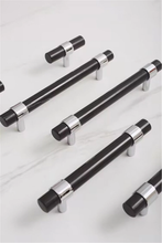 Load image into Gallery viewer, White & Black Marble Chrome Kitchen Pulls | Luxury Dresser Handles, Cabinet & Drawer Knobs, Closet Hardware, Decor