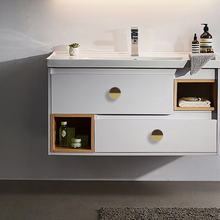 Load image into Gallery viewer, Modern Wood & Brass Cabinet Door & Drawer Knobs | Small Knobs, Furniture Handles, Cabinet Pulls