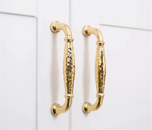 Load image into Gallery viewer, 3.78", 5" Hammered Gold Brass Kitchen Pulls | Luxurious Cabinet Door & Dresser Knobs, Wardrobe & Drawer Handles