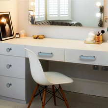 Load image into Gallery viewer, 3.78"-7.55" Modern Nickel & Blue Leather Knobs & Pulls | Wardrobe, Dresser, Drawer & Cabinet Hardware Decor