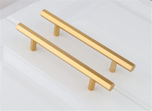 Load image into Gallery viewer, 3.78", 5", 6.3", 7.55" (96mm, 128mm, 160mm, 192mm) Brass Black Hexagon Pulls | Modern Kitchen Cabinet Door Handles, Dresser & Drawer Knobs
