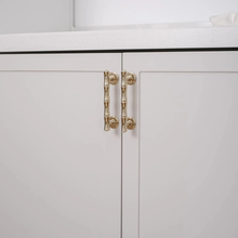 Load image into Gallery viewer, 3.78", 5", 6.3", 8.8" Shiny Gold Bamboo Drawer Pulls & Knobs | Unique Dresser Knobs, Closet, Wardrobe & Cabinet Handles