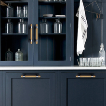 Load image into Gallery viewer, Beech Wood Cabinet Pulls & Knobs | Custom Size Brushed Nickel Drawer Pulls, Kitchen, Cupboard & Dresser Handles