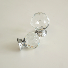 Load image into Gallery viewer, Silver Clear Glass & Crystal Knobs | Dresser, Drawer & Cupboard Pulls, Kitchen Cabinet & Door Handles, Hardware