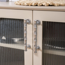 Load image into Gallery viewer, 3.78", 5", 6.3", 8.8" Bamboo & Chrome Cabinet Pulls & Knobs | Unique Drawer Handles, Closet & Wardrobe Dresser Knobs