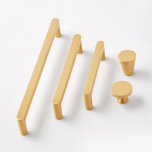 Load image into Gallery viewer, 3.78", 5.0", 7.55" Modern Solid Brass Kitchen Cabinet & Drawer Knobs | Gold Furniture Dresser, Cupboard & Wardrobe Door Pulls & Handles