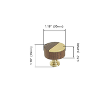 Load image into Gallery viewer, Modern Wood & Brass Cabinet Door & Drawer Knobs | Small Knobs, Furniture Handles, Cabinet Pulls