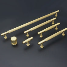 Load image into Gallery viewer, Solid Brushed Brass Drawer Pulls & Knobs | Kitchen & Cabinet Handles, Dresser & Cupboard Knobs, Closet Hardware