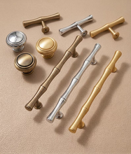 Load image into Gallery viewer, Antique bronze Bamboo Cabinet Handles | Gold & Silver Decorative Drawer Pulls & Unique Hardware