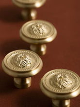 Load image into Gallery viewer, French Vintage Maximalist Round Brass Knobs, Single Hole Small Drawer & Wardrobe Handles