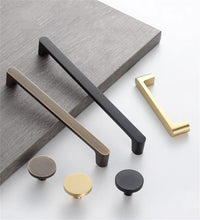 Load image into Gallery viewer, 3.78", 5", 6.3" & 7.55" Brushed Brass, Black & Coffee Bronze Cabinet Knobs | Drawer Pulls for Dresser, Kitchen, Wardrobe & Cupboard Handles