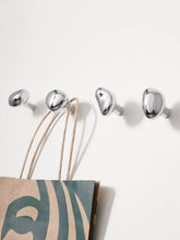 Load image into Gallery viewer, Silver Brass Pebble Wall Hooks, Heavy Duty Drilled Mount Coat Hooks for Entryway Cloakroom Kids Room