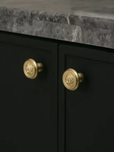 Load image into Gallery viewer, French Vintage Maximalist Round Brass Knobs, Single Hole Small Drawer & Wardrobe Handles