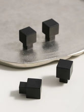 Load image into Gallery viewer, Minimalist Matte Black Square Brass Knobs, Modern Single Hole Small Cabinet Handles