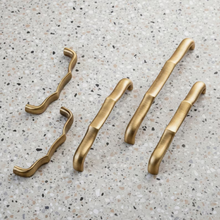 Load image into Gallery viewer, Wavy Antique Bronze Drawer Pulls | Curved Antique Gold Cabinet Pulls | Decorative Dresser Cabinet Hardware