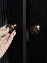 Load image into Gallery viewer, French Mid-Century Round Antique Bronze Brass Knobs, European Retro Single Hole Small Handles for Wardrobes, Drawers & Cabinets