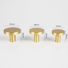 Load image into Gallery viewer, Solid Brass Drawer Knobs | Brushed Gold Modern Cabinet Hardware