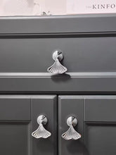 Load image into Gallery viewer, Chrome Silver Brass Ginkgo Leaf Pulls, French European Minimalist Handles for Wardrobe Doors, Cabinets & Drawers