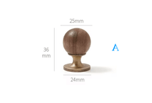 Load image into Gallery viewer, Retro Walnut Round Brass Knobs | Mid-Century French Single Hole Wardrobe Pulls