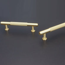 Load image into Gallery viewer, Solid Brushed Brass Drawer Pulls & Knobs | Kitchen & Cabinet Handles, Dresser & Cupboard Knobs, Closet Hardware