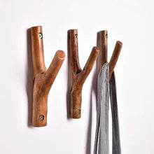 Load image into Gallery viewer, Nordic Solid Wood Branch Coat Hooks - Retro Log Design for Porch, Door, Homestay Wall | Wall-Mounted Coat Rack