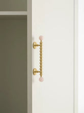 Load image into Gallery viewer, Light French Vintage Brass Knobs Inlaid Crystal & White Turquoise, Single Hole Small Handles for Drawers and Wardrobes