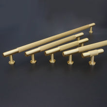 Load image into Gallery viewer, Solid Brushed Brass Drawer Pulls & Knobs | Kitchen & Cabinet Handles, Dresser & Cupboard Knobs, Closet Hardware