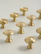 Load image into Gallery viewer, French Vintage Gold Round Brass Knobs, Single Hole Small Drawer & Wardrobe Handles