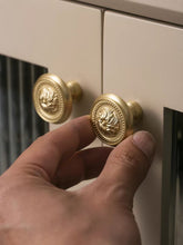 Load image into Gallery viewer, French Vintage Maximalist Round Brass Knobs, Single Hole Small Drawer & Wardrobe Handles