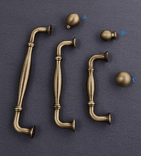 Load image into Gallery viewer, Vintage Antique Brass Round Ball Pulls | French Retro Solid Cabinet Drawer Handles