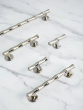 Load image into Gallery viewer, Mid-Century French Luxury Bamboo Shape Brass Cabinet Pulls, Rustproof Titanium Silver Double Hole Drawer Handles
