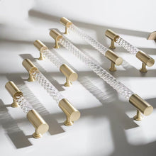 Load image into Gallery viewer, French Luxury Brass Acrylic Twist Bar Pulls, Long Double Hole Handles for Cabinets and Wardrobes