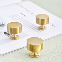 Load image into Gallery viewer, Satin Brass Cabinet Knobs | Modern Gold Drawer Pulls for Kitchen & Cupboard