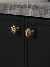 Load image into Gallery viewer, French Vintage Floral‑Carved Brass Cabinet Knob, Recessed Round Small Pull for Wardrobe & Drawers