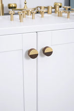Load image into Gallery viewer, Walnut Wood & Brass Cabinet Knob, New Chinese Japanese Style Single Hole Drawer Pull, Premium Furniture Handle for Wardrobe & Cabinet