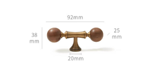 Load image into Gallery viewer, Mid-Century Modern Brass Walnut Drawer Handle | Antique Brass French Retro Wardrobe Cabinet Pull for Kids Room