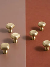 Load image into Gallery viewer, French Luxury Round Brass Knobs, Minimalist Single Hole Handles for Drawers & Wardrobes
